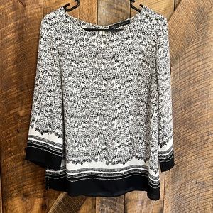 Rose & Olive black and white print blouse